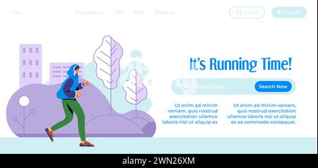 Laufzeit, Person im Park Joggen, Website Stock Vektor
