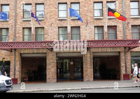 Das Sydney Harbour Hotel befindet sich an der 55 George Street im historischen Viertel Rocks. Es ist eine einzigartige Mischung aus moderner Ausstattung und historischem Charme. Die HO Stockfoto