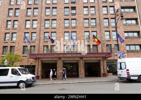 Das Sydney Harbour Hotel befindet sich an der 55 George Street im historischen Viertel Rocks. Es ist eine einzigartige Mischung aus moderner Ausstattung und historischem Charme. Die HO Stockfoto