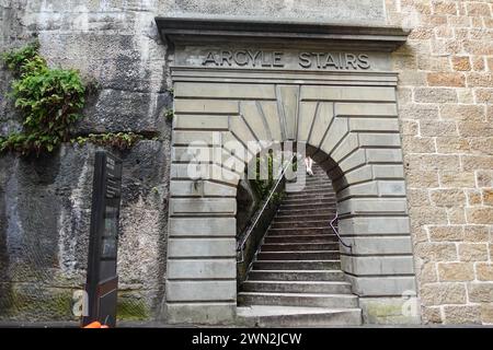 Argyle Treppen ist eine historische Treppe in The Rocks, Sydney, Australien. Sie wurde 1911-12 als Teil der Verbesserungen in errichtet Stockfoto