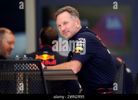 Christian Horner, Direktor des Red Bull Racing Teams auf dem Bahrain International Circuit in Sakhir. Bilddatum: Donnerstag, 29. Februar 2024. Stockfoto