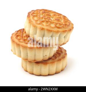 Mooncake isoliert über weißem Hintergrund. Stockfoto