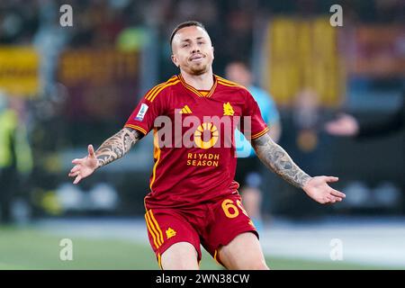 Rom, Italien. Februar 2024. Angelino von AS Roma während des Spiels der Serie A TIM zwischen AS Roma und Torino FC im Stadio Olimpico am 26. Februar 2024 in Rom. Quelle: Giuseppe Maffia/Alamy Live News Stockfoto