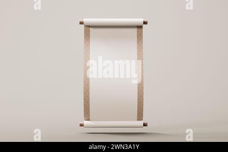 Leeres chinesisches altes Rollenbanner, 3D-Rendering. 3D-Abbildung. Stockfoto