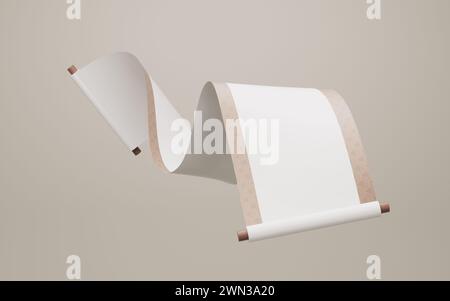 Leeres chinesisches altes Rollenbanner, 3D-Rendering. 3D-Abbildung. Stockfoto