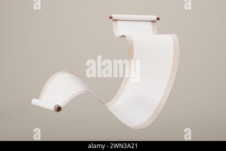 Leeres chinesisches altes Rollenbanner, 3D-Rendering. 3D-Abbildung. Stockfoto