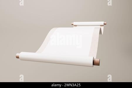 Leeres chinesisches altes Rollenbanner, 3D-Rendering. 3D-Abbildung. Stockfoto