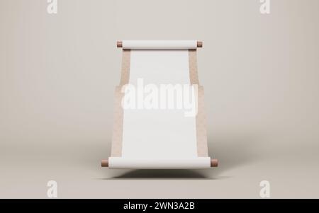 Leeres chinesisches altes Rollenbanner, 3D-Rendering. 3D-Abbildung. Stockfoto