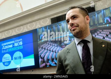 Roma, Italien. Februar 2024. il fondatore di NOS Alessandro Tommasi durante la conferenza stampa Azione nos sulle elezioni Europee tenutasi al Senato a Roma, Gioved&#xec;, 29. Februar 2024 (Foto Mauro Scrobogna/LaPresse) Gründer von NOS Alessandro Tommasi während der Pressekonferenz von Azione nos zu den Europawahlen im Senat in Rom, Donnerstag, Februar 2024. (Foto: Mauro Scrobogna/LaPresse) Credit: LaPresse/Alamy Live News Stockfoto