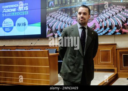 Roma, Italien. Februar 2024. il fondatore di NOS Alessandro Tommasi durante la conferenza stampa Azione nos sulle elezioni Europee tenutasi al Senato a Roma, Gioved&#xec;, 29. Februar 2024 (Foto Mauro Scrobogna/LaPresse) Gründer von NOS Alessandro Tommasi während der Pressekonferenz von Azione nos zu den Europawahlen im Senat in Rom, Donnerstag, Februar 2024. (Foto: Mauro Scrobogna/LaPresse) Credit: LaPresse/Alamy Live News Stockfoto