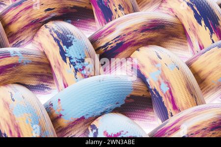 Schmutztuch mit bunten Fleckdetails, 3D-Rendering. 3D-Abbildung. Stockfoto