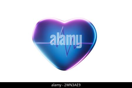 EKG mit dunklem Neonlicht-Effekt, 3D-Rendering. 3D-Abbildung. Stockfoto