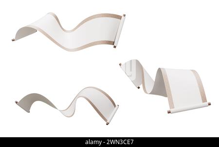 Leeres chinesisches altes Rollenbanner, 3D-Rendering. 3D-Abbildung. Stockfoto