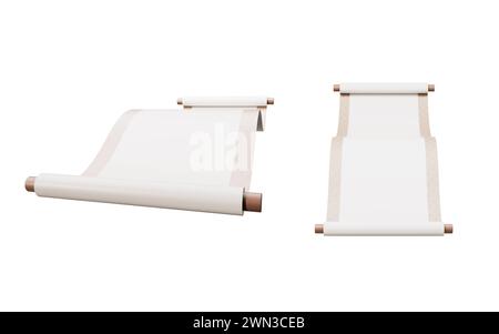 Leeres chinesisches altes Rollenbanner, 3D-Rendering. 3D-Abbildung. Stockfoto