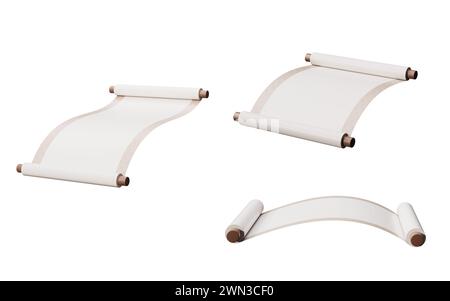 Leeres chinesisches altes Rollenbanner, 3D-Rendering. 3D-Abbildung. Stockfoto