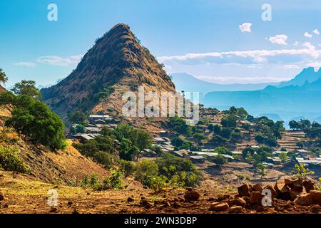 Fantastisches Panorama des Simien Mountains National Park in Äthiopien, Afrika atemberaubende afrikanische Landschaft von Äthiopien *** Atemberaubendes Panorama des Stockfoto