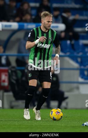 Uros Racic (Sassuolo) während des Spiels Der italienischen Serie A zwischen Sassuolo 1-6 Napoli im Mapei Stadion am 28. Februar 2024 in Reggio Emilia, Italien. Quelle: Maurizio Borsari/AFLO/Alamy Live News Stockfoto