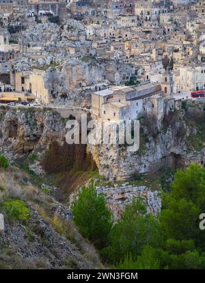 Kirche der Heiligen Maria von Idris mit Klippe Tal in Matera, Italien, sassi Stockfoto