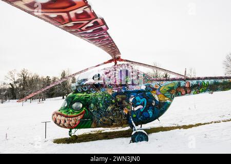 Buchheim Museum of Fantasy mit Schnee im Winter, Bernried, Starnberger See, Fuenfseenland, Pfaffenwinkel, Oberbayern, Bayern, Deutschland Stockfoto