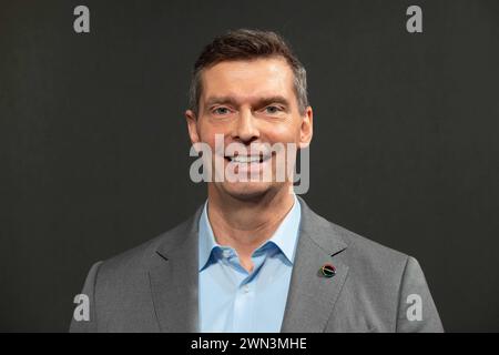 Dr. Markus STEILEMANN, Vorstandsvorsitzender, CEO, Bilanzpressekonferenz der COVESTRO AG in Leverkusen am 29.02.2024. *** Dr. Markus STEILEMANN, Vorsitzender des Vorstands, CEO, Jahrespressekonferenz der COVESTRO AG in Leverkusen am 29 02 2024 Stockfoto