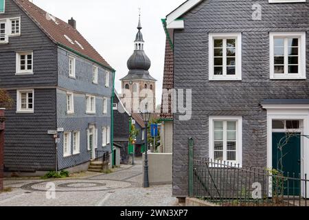 Bergisches Haus, Berghäuser in Lennep, Remscheid, Bergisches Land, Ruhrgebiet, Nordrhein-Westfalen, Deutschland, Europa Stockfoto