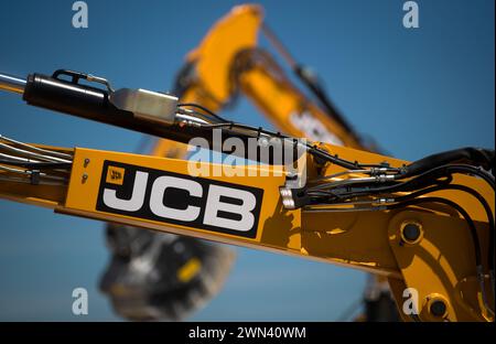 06/18 JCB Demonstrationen und Stand auf Hillhead 2018 in der Nähe von Buxton, Derbyshire. Stockfoto