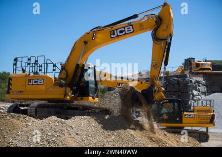 06/18 JCB Demonstrationen und Stand auf Hillhead 2018 in der Nähe von Buxton, Derbyshire. Stockfoto