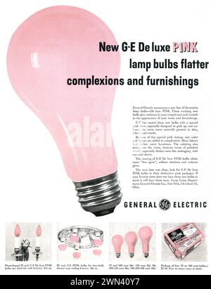 1955 G.E. de luxe pinkfarbene Glühlampen Stockfoto