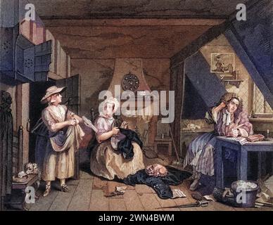 Der Dichter aus dem Originalbild von Hogarth aus den Werken von Hogarth veröffentlichte London 1833, Historisch, digital restaurierte Reproduktio Stockfoto