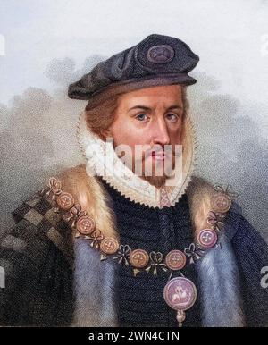 Sir Christopher Hatton 1540-1591 Lordkanzler von England von 1587-1591 / Sir Christopher Hatton 1540-1591 Lord Chancellor of England from 1587-1591 EN Stockfoto