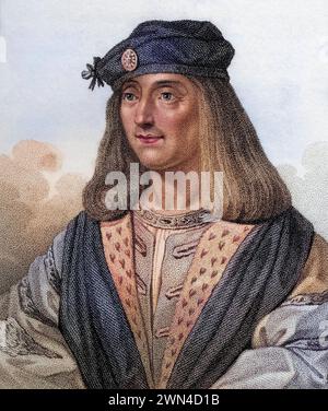 Jakob IV König von Schottland 1473 - 1513 / Jakob IV. König von Schottland 1473 - 1513 von Gerimia aus dem Buch A Catalog of Royal and Noble Au Stockfoto