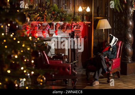 11/15 Dachs in seiner Küche im Eichenraum. Inspiriert vom Wind in der Weide, ist die diesjährige Weihnachtsattraktion „Christmas at Chatsworth with“ Stockfoto