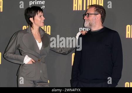 Chiara Martegiani und Valerio Mastandrea beim Photocall zur Amazon Prime Videoserie 'Antonia' im Cinema Barberini. Rom, 29.02.2024 Stockfoto