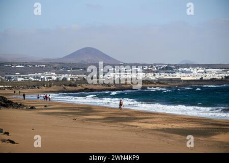 playa de guasimeta und playa de matagorda in der Nähe des Ass arrecife Flughafens Lanzarote, Kanarische Inseln, spanien Stockfoto