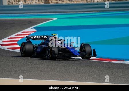 29. Februar 2024, Bahrain International Circuit, Sakhir, Formel 1 Gulf Air Bahrain Grand Prix 2024, im Bild Logan Sargeant (USA), Williams Racing Stockfoto