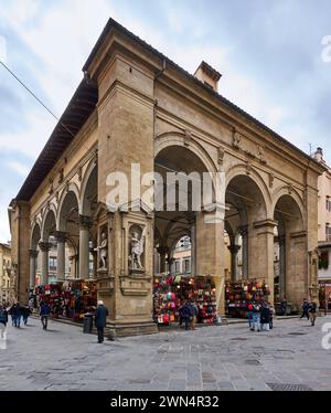 Ledermarkt am Mercato del Porcellino, Piazza del Mercato Nuovo, Florenz, Toskana, Italien Stockfoto