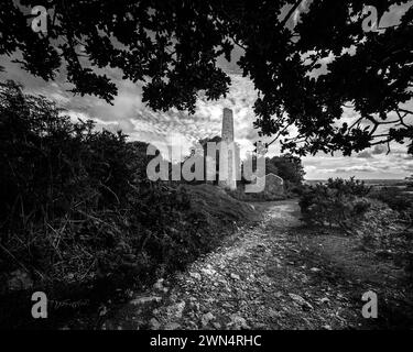 Kornische Kupfer- und Zinnmine, Bodmin Moor, verlassen und in Ruinen Stockfoto