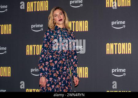 Rom, Italien. Februar 2024. Barbara Chichiarelli nimmt am 29. Februar 2024 am Fotogespräch zur Präsentation der Fernsehserie Antonia in Rom Teil. (Foto: Vincenzo Nuzzolese/NurPhoto) Credit: NurPhoto SRL/Alamy Live News Stockfoto