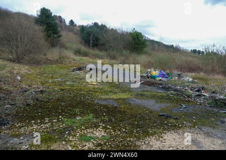 Die verlassenen Hänge des ehemaligen Sheffield Ski Village in Park Springs in South Yorkshire Stockfoto