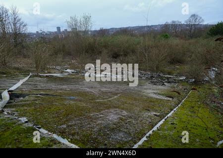 Die verlassenen Hänge des ehemaligen Sheffield Ski Village in Park Springs in South Yorkshire Stockfoto