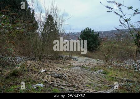 Die verlassenen Hänge des ehemaligen Sheffield Ski Village in Park Springs in South Yorkshire Stockfoto