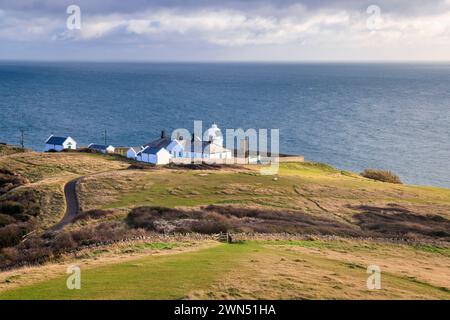 Anvil Point Lighthouse an der Küste der Isle of Purbeck, Dorset, England Stockfoto