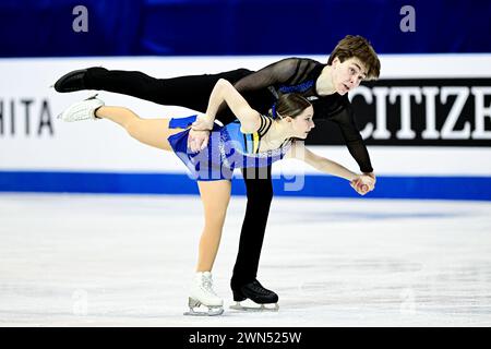 Martina ARIANO KENT & Charly LALIBERTE LAURENT (CAN), während der Junior Pairs Free Skating bei den ISU World Junior Eiskunstlauf-Weltmeisterschaften 2024, in der Taipei Arena, am 29. Februar 2024 in Taipei City, Taiwan. Quelle: Raniero Corbelletti/AFLO/Alamy Live News Stockfoto