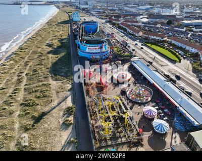 Toller Yarmouth Strand und Seefront Norfolk UK Drohne, Luftfahrt Stockfoto