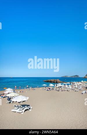 Strand in es Figueral, Ibiza, Balearen, Spanien Stockfoto