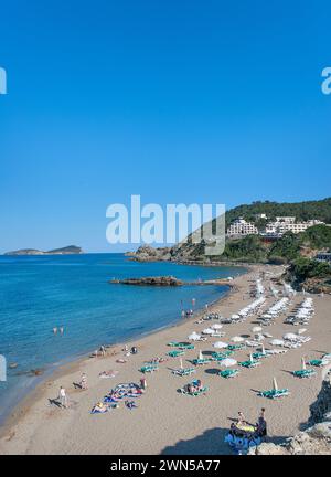 Strand in es Figueral, Ibiza, Balearen, Spanien Stockfoto