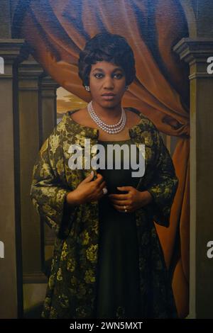 Die amerikanische Spinto-Sopranistin Leontyne Price, gemalt von Bradley Phillips, wird in der National Portrait Gallery ausgestellt. Washington DC.USA Stockfoto