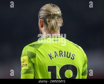 London, Großbritannien. Februar 2024 - Arsenal gegen Newcastle United - Premier League - Emirates Stadium. Torhüter Loris Karius aus Newcastle. Bildnachweis: Mark Pain / Alamy Live News Stockfoto