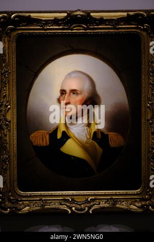 Das Porträt von George Washington (1732–1799), gemalt von dem amerikanischen Maler Rembrandt Peale, 1853 in der National Portrait Gallery.Washington DC.USA Stockfoto