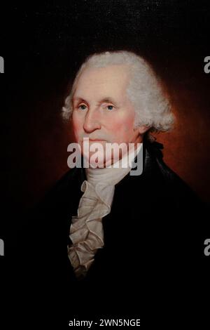 Das Porträt von George Washington, gemalt 1795 vom amerikanischen Maler Rembrandt Peale, zeigt in der National Portrait Gallery.Washington DC.USA Stockfoto